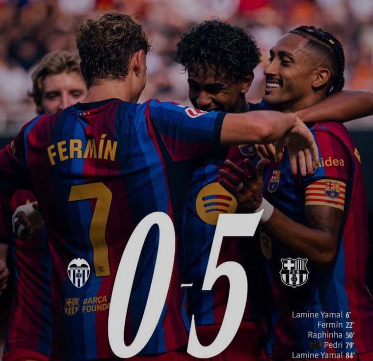 Triunfo incontestable del Barcelona en Valencia